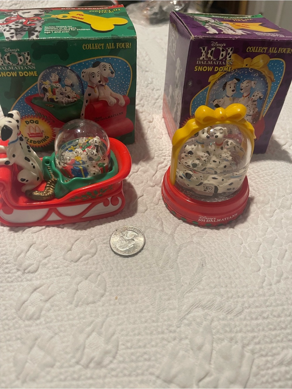 Disney 101 Dalmatians Red Yellow Green Snow Dome Set